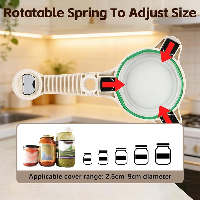 Lid Opener Jar openers for seniors – Stainless Steel Adjustable Lid Remover, Easy Grip Handle Jar Opener for Seniors with Arthritis, Fits Jars, Bottles & Cans, Mothers Day Gifts – New Kitchen Gadgets