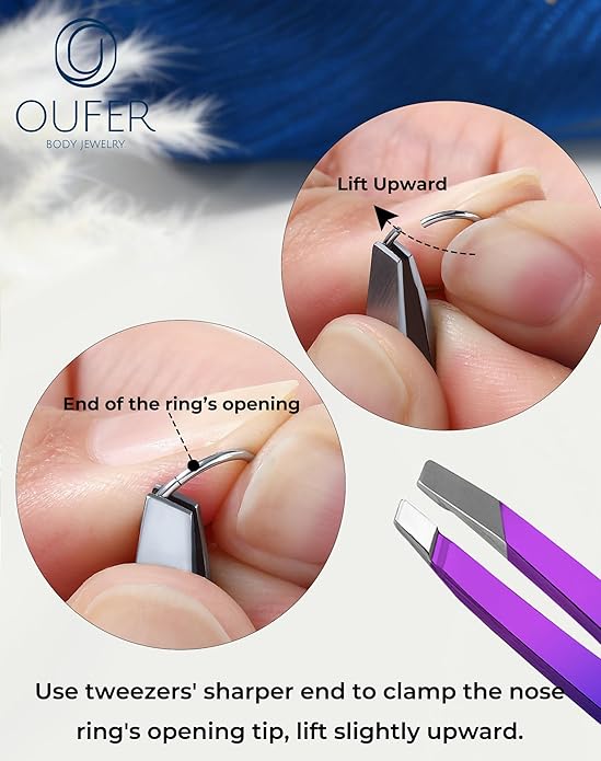 OUFER Piercing Ball Grabber, 16G 18G Flat Back Earrings Piercing Guide needle Tool, Surgical Steel Internally Threaded Push Pin External Thread Assistant Body Piercing Kit for Ear Nose Lip Tool