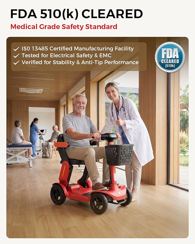 Paiseec Mobility Scooter for Adult, 25 Miles Endurance Lightweight Mobility Scooter, Folding Mobility Scooter for Adult, Powered Mobility Scooter All Terrain Motorized Scooter Collapsible