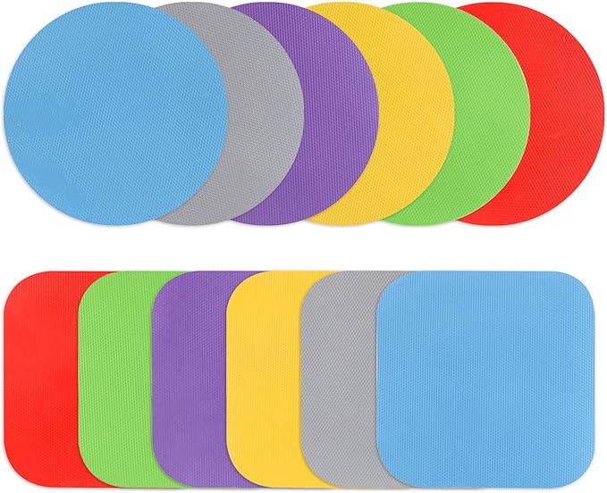 12 Pack Jar Opener Gripper Pads Rubber Jar Grippers Multi-Purpose Square Round Heat Insulation Pad Coasters for Weak Hands Seniors with Arthritis - Multicolor
