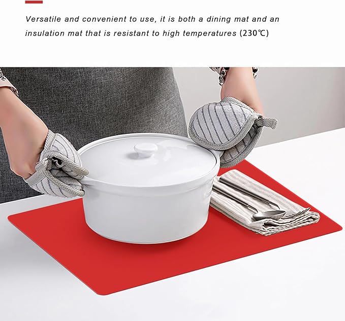 Silicone Placemats, Food-Grade Non-Slip Waterproof, Dining, Countertop Protector, Kitchen Counter Mat, Heat Resistant, Baking mat Dishwasher Safe