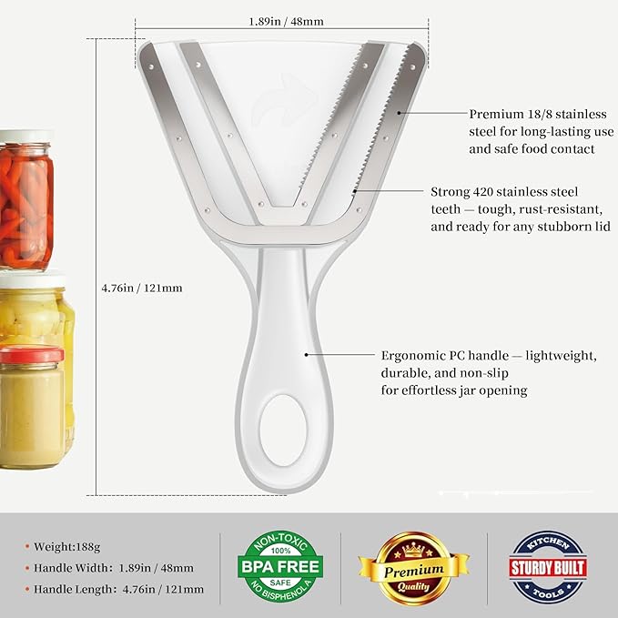 Jar Opener for Weak Hands & Seniors with Arthritis – Easy Twist-Off Lid & Bottle Opener – Ergonomic Non-Slip Handle, Unique Kitchen Gadget & Ideal Christmas Gift for Elderly, Women & Men (Transparent)