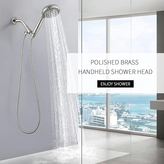 G-Promise Handheld Shower Head High Pressure 6 Spray Settings, Detachable Hand Held Showerhead 4.9 Inch Face with Extra Long Flexible Hose and Metal Adjustable Bracket