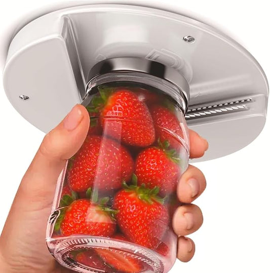 Under Cabinet Jar Opener for Seniors & Arthritis, One-Hand Effortless Jar Opener for Weak Hands, Auto-Fits All Lids 0.6"-4.7", Compact 7"x7" Under Mount Jar Opener for Kitchen, Includes 3 Screws