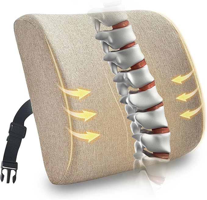 Back Support Pillow for Recliner Support Pillow with Gel Memory Foam Ergonomic Orthopedic Couch Lumbar Cushions for Elderly Lower Back Pain Relief Washable Cover, Beige