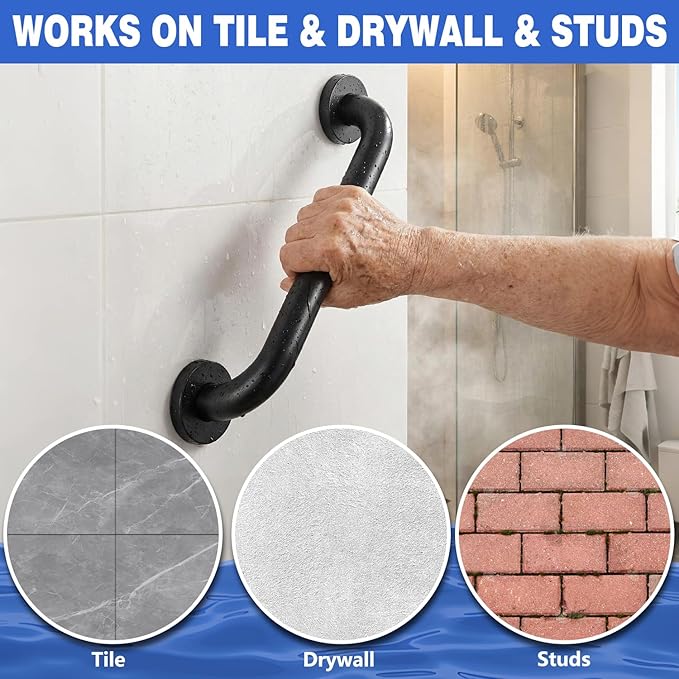 Safety Grab Bars for Bathroom, 16 Inch 304 Stainless Steel Handrail, Non-Slip Shower Grab Bar for Toilet, Tub & Stairs, Indoor & Outdoor Wall Mount, Supports 500 lbs (2 Pack)