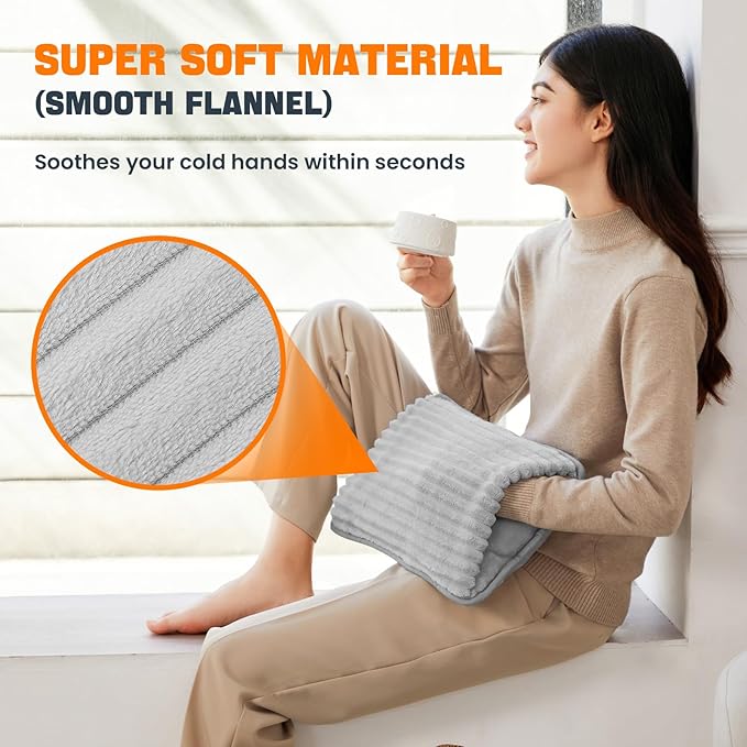 Electric Hand Warmer, Soft Flannel Heated Gloves, Hand Warmer Pouch, Heating Pad for Hands Pain Relief Fingers Arthritis for Women Men Elder Xmas Gifts, Auto Off & 3 Levels