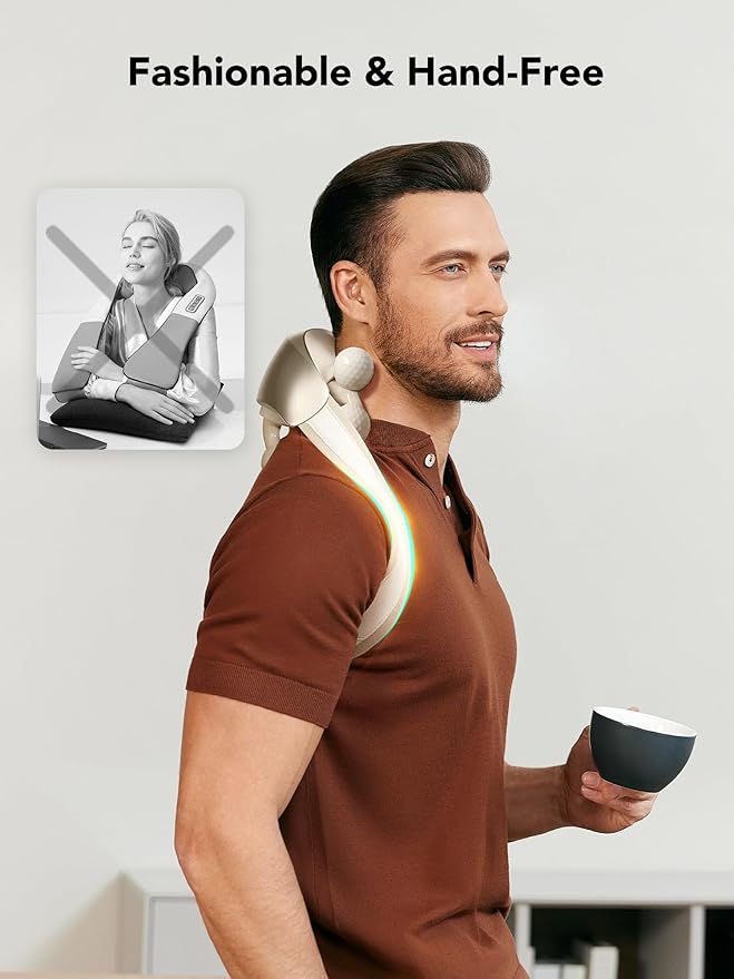 SKG H7 Ultra FSA Eligible Cordless Neck Massager for Pain Relief Deep Tissue, Shiatsu Shoulder Massager with Heat, Massage Tools for Trapezius, Lymphatic Drainage, Relaxation Therapy, HSA Items