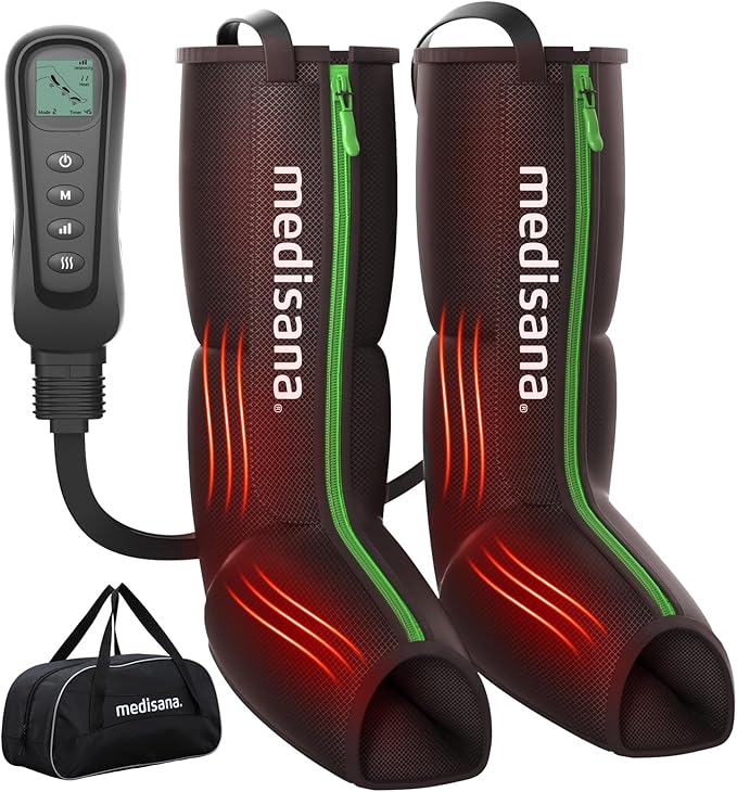Medisana Leg Massager with Heat and Compression, Leg Massager for Circulation and Pain Relief, Foot and Calf Massager Machine for Edema, Relax Recover-Birthday Gifts for Dad Men Mom Women