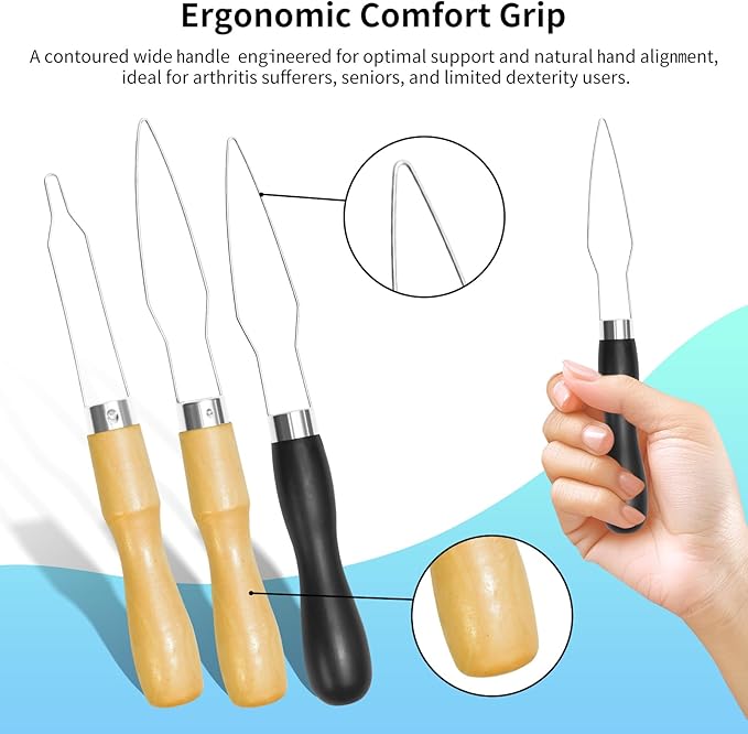 Beiprano 3 Pack Button Hook Tool for Seniors & Arthritic Hands - One Handed Button Assist Device with Comfort Grip Handle - Dressing Aid for Shirts, Pants, Wedding Dresses