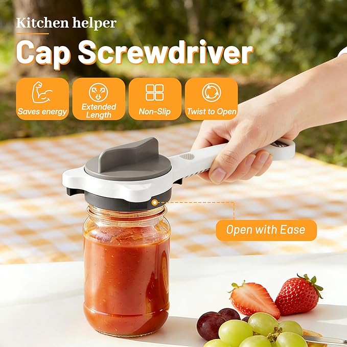 Jar Opener for Seniors Weak Hands, Adjustable Can Jar Lid Bottle Opener Stainless Steel, Non Slip Grip Easy Open Kitchen Utensils Gadget Accessories