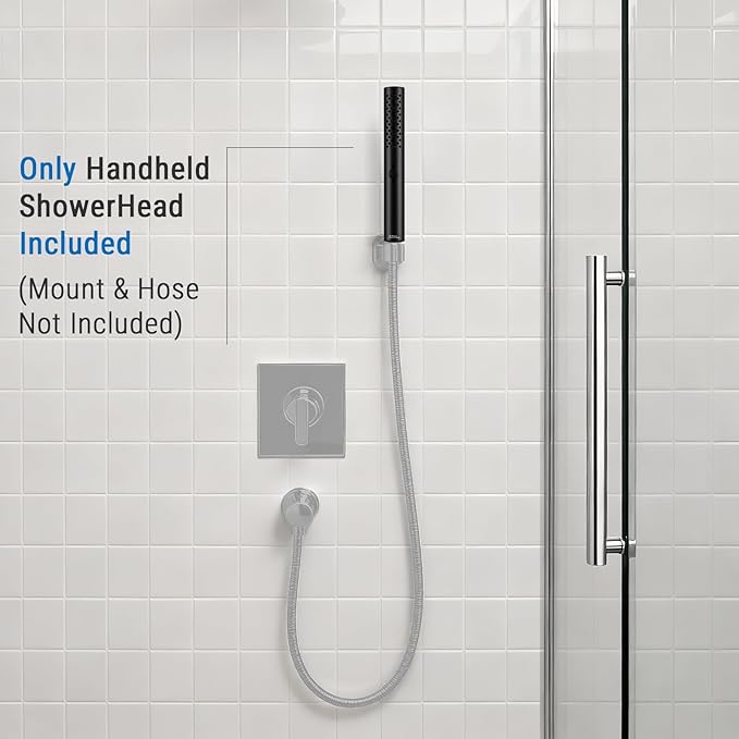 G-Promise All Metal Round 3 Function Handheld Shower Head, Easy and Quick Switch to Massage Mode, Bathroom Shower Wand Design Exquisite Luxury, 2.5 GPM, Matte Black