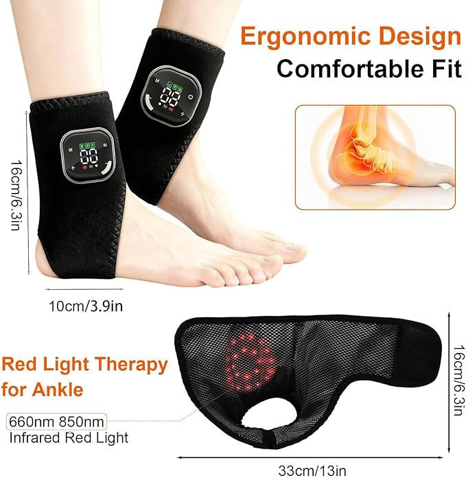 2 Pcs Foot Massager for Neuropathy, Foot Renew & Relax, Portable Cordless Ankle Heating Pads for Home, Travel, Office, Triple Method Massager & 5 Heat Levels, USB Charging