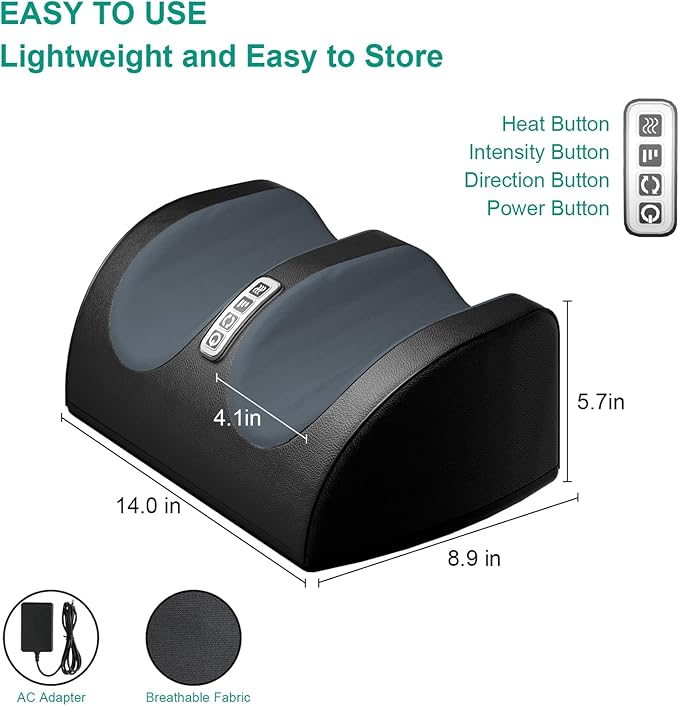 LINGTENG Shiatsu Foot Massager with Heat, FSA Eligible HSA Foot Massager for Foot Massage and Calf Massage, Foot and Calf Massager with Roller, Gifts for Mom & Dad, Fathers & Mothers Day Gifts