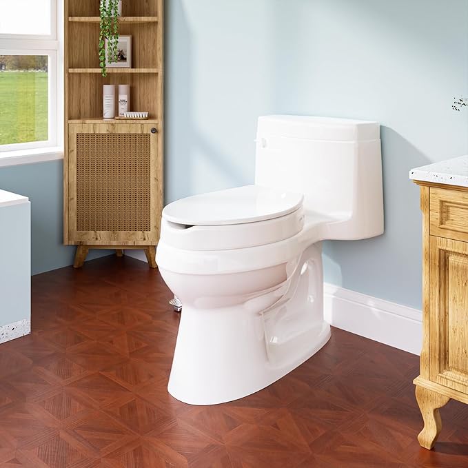Clirass 3" Raised Toilet Seat with Bidet - Non-Electric Bidet with Dual Nozzles - Elevated Toilet Risers for Seniors & Limited Mobility - Easy Install & Clean (Elongated)