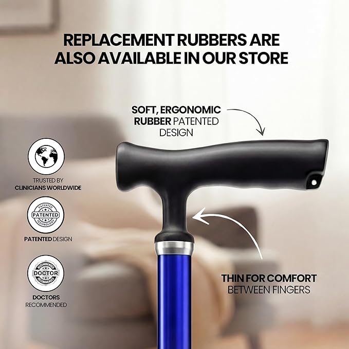 Allay Walking Canes for Men & Women - Adjustable Canes for Women for Stability, Self Standing Wide Quad Pivot Base, Light Weight, Soft Handle Grip and Travel Bag, Walking Sticks for Seniors & Adults