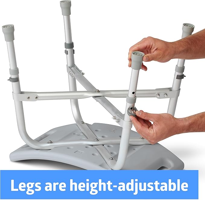 Medline Heavy Duty Shower Chair Bath Bench Without Back, Bariatric Bath Chair Supports up to 550 Lbs
