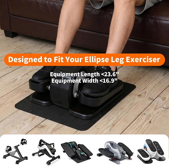 Stepwaver Double Non-Slip Workout Mat for Ellipse Leg Exerciser, 23.6" × 17" 0.12" Thick Ellipse Machine Mat, Exercise Mat for Under Desk Ellipticals, Suitable for Electric Seated Foot Pedal Exerciser