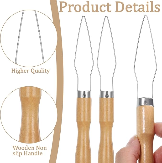 3Pcs Easy Button Hook Comfort Wide Grip Button Assist Device Buttons Helper Tool with Easy-Grip Wooden Handle Buttons Hook Assist Device for Limited Dexterity Caused