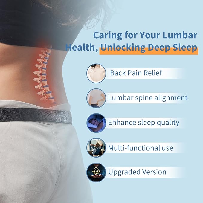 vamorry Lumbar Pillow for Sleeping, Lumbar Support Pillow for Bed for Back Pain Relief, Memory Foam Lower Back Pillow for Bed, Back Support Pillow for Side & Back Sleepers, Washable Cover