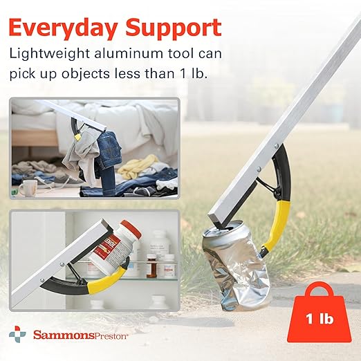 Sammons Preston Reacher, 26" Lightweight Grabber Reacher Tool with Magnetic Tip, Ergonomic Grip & Claw Jaw, Portable Reaching Aid for Seniors, Daily Living & Home Use, Standard Silver, Folding, 2 pack