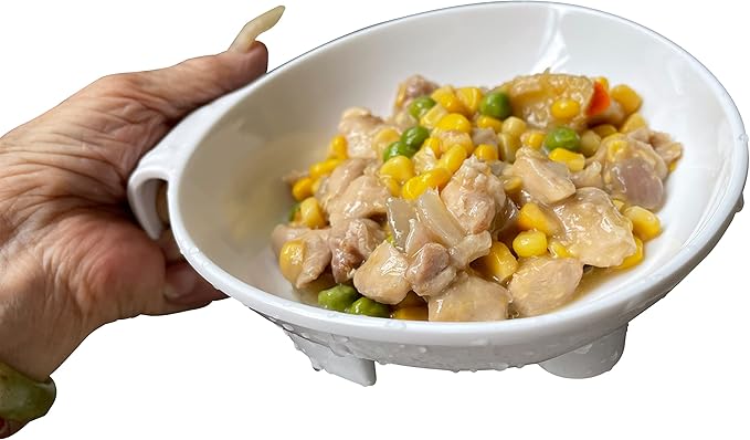 Adaptive Feeding Bowl for Elderly and Disabled Adults – Non Spill Scoop Bowl for One-Handed Eating, Arthritis, Parkinson’s and Stroke Recovery Eating Aid by Senior ICare