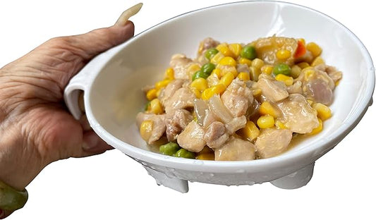 Adaptive Feeding Bowl for Elderly and Disabled Adults – Non Spill Scoop Bowl for One-Handed Eating, Arthritis, Parkinson’s and Stroke Recovery Eating Aid by Senior ICare