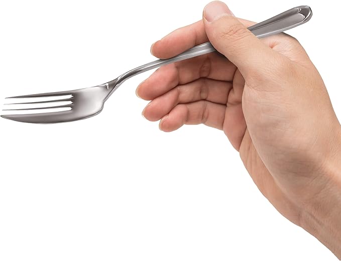 Rehabilitation Advantage Right-Hand Side Cutter Fork (2-Pack) – 7" Stainless Steel Adaptive Utensils for Arthritis, Weak Grip, Hand Tremors & Limited Mobility – Dishwasher Safe