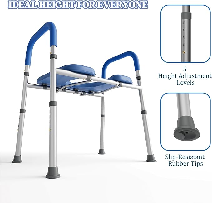 Raised Toilet Seat with Handles for Elderly Toilet Seat Riser for Senior Handicap Toilet Seat Riser with Bars, Adjustable Height Raised Toilet Chair for Elderly and Disabled, 400 Lbs