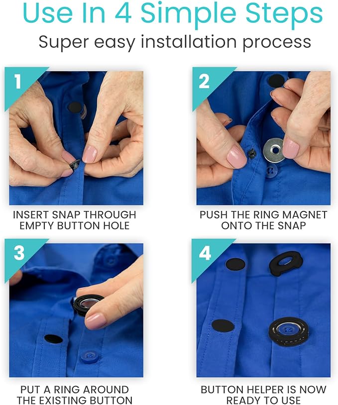 Vive Button Assist Tool (10 Pack) - Magnetic Button Helper for Elderly - Assistive Devices for Disability, Arthritis - Shirt Buttoner Hook, Clothing Adaptive Equipment for Seniors & Stroke Assistance
