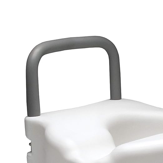 Lumex Raised Toilet Seat with Removable Armrests, 4.5" Riser, Locking Clamp, Fits Most Toilets