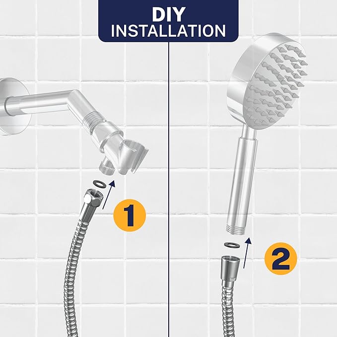 HammerHead Showers Solid Metal Shower Hose Attachment for Showerhead, Extra-Long 72-Inch Universal Replacement Hose for Hand held Shower, Chrome