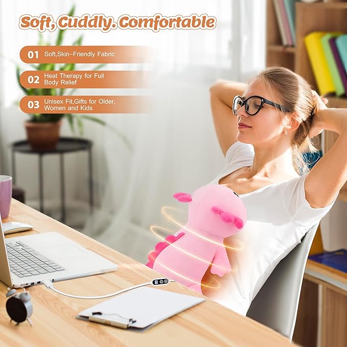 Electric Heating Pad for Period Cramps, 14'' Cuddly Pink Axolotl Plush with a Hot Soft Belly USB Powered, Menstrual Heating Pad Neck Shoulder Pain Relief, Gift for Daughter Wife Period Heating Pad