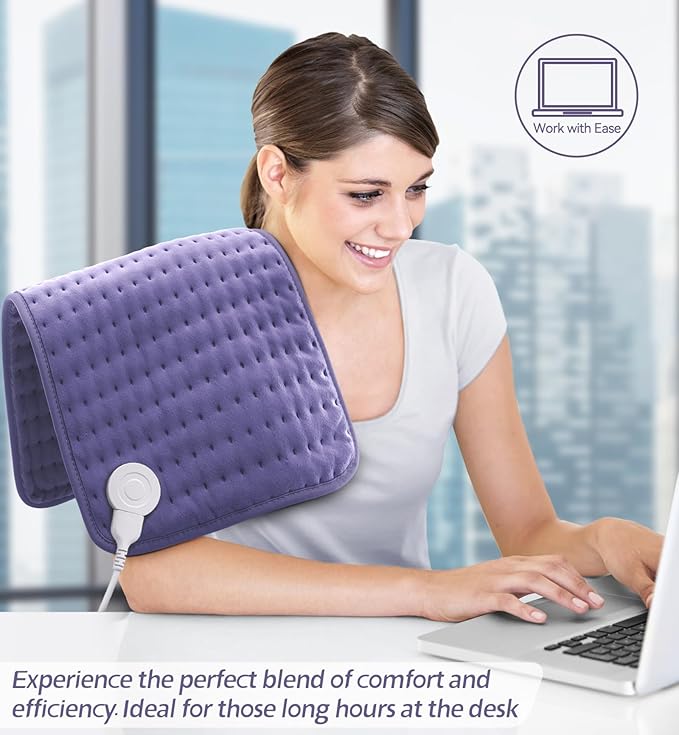 Heating Pad for Pain Relief | Electric Heat Pad for Back, Neck, Shoulder & Cramps | 6 Heat Settings, Auto Shut-Off, Moist & Dry Heat Options | Machine Washable, 12” x 24” | Ideal Gift for Men & Women