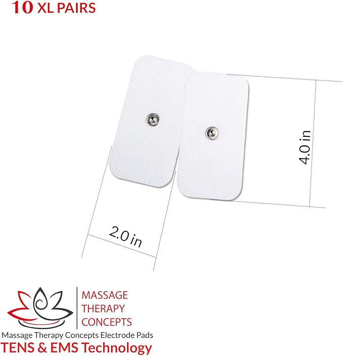 TENS Unit Electrodes - Snap Electrode Pads for TENS Massage EMS - Self Adhesive Reusable up to 30... (X-Large)