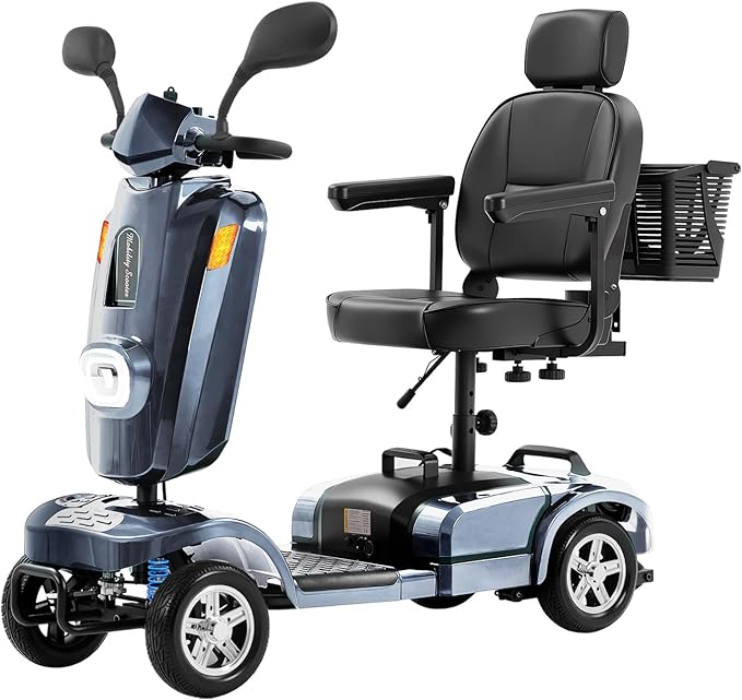 Heavy Duty Mobility Scooter for Seniors/Adults, 500W 400LBS Capacity Electric Scooter, All Terrain Mobility Scooters for Travel 10" Off Road Tires, Long Range 4 Wheel Scooter 9MPH, Gray 26Miles