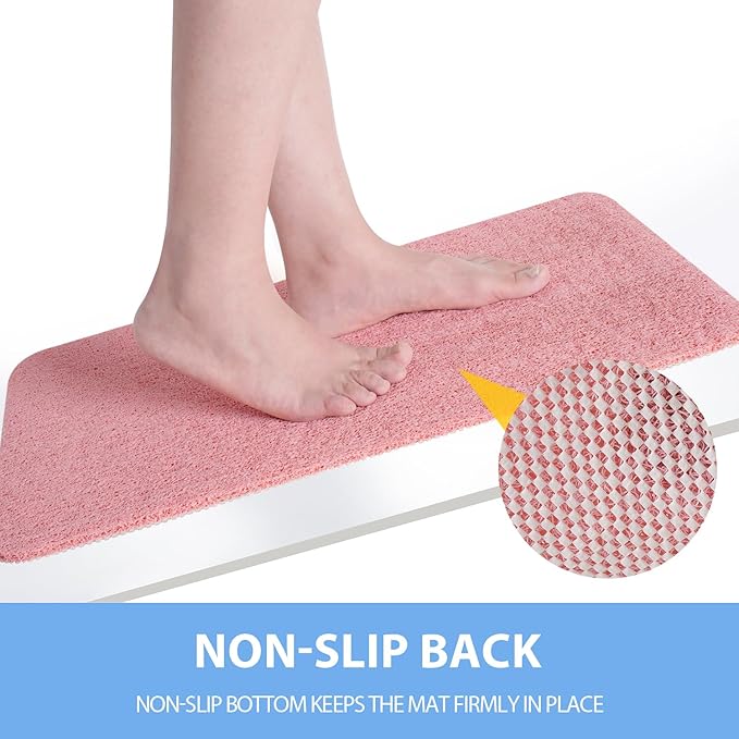 Hargiis Non-Slip Bathtub Mat, Anti Slip Shower Mat, Fast Drying Bathtub Mats, Foot Scrubber Mat, Anti Slip Mat for Tub, Floor, Bathroom, Kitchen, Home, Hotel (Pink 32"×17")