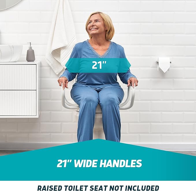 Lunderg 21" Handrails Replacement for Elongated Raised Toilet Seat - Raised Toilet Seat Not Included