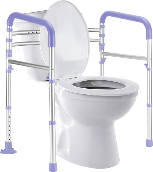 Lianjindun Toilet Safety Rails, Adjustable Toilet Frame for Elderly, Seniors, Handicap & Disabled, Foldable Handicap Toilet Handles Fit Any Toilets（Purple）