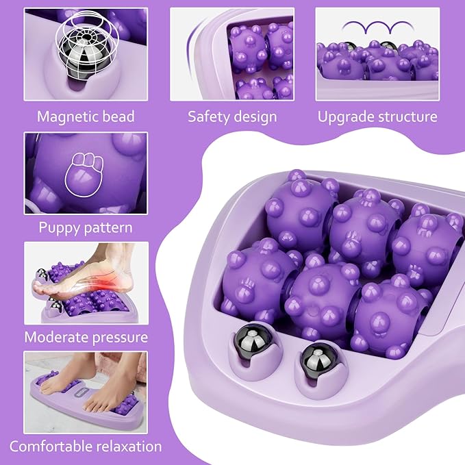 Foot Massage Roller, Plantar Fasciitis Relief with Cat Claw Acupressure Design, Portable Compact Reflexology Tool for Gym/Travel, ABS Plastic Deep Tissue Therapy&Instant Muscle Relaxation