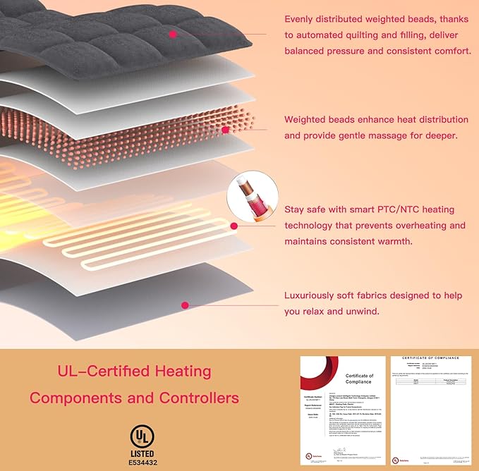 Weighted Heating pad XL 17''x33'' Heat pad for Period Cramps Heating Pads Large Heated pad for Back Pain Relief Products Electric Heat Pads Heated Pad for Bed for Mom Dad