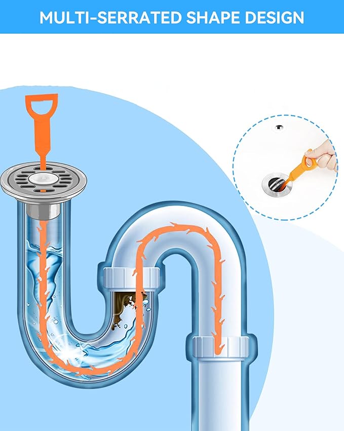 12 Pack Drain Clog Remover - Flexible Drain Snake for Effective Cleaning Hair and Debris in Sink or Bathtub, 19.6-Inch
