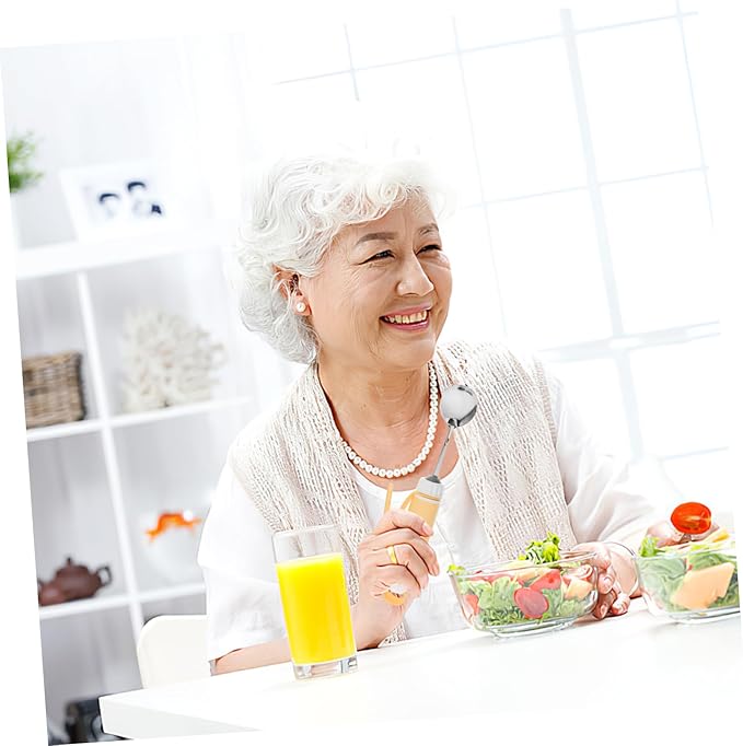 Anti-Shaking Spoon for Seniors Adaptive Non-Slip Utensil with Swivel Design Ergonomic Stainless Steel Fork for Weak Hands Adjustable Dining Aid