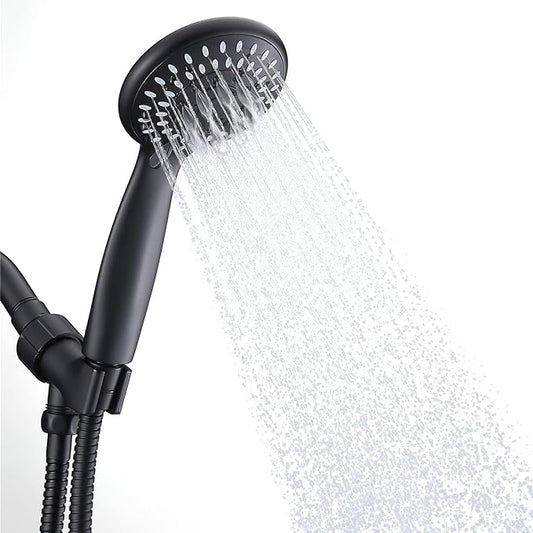 Shower Head with Handheld, Briout 5-Settings Showerhead High Pressure Powerful Water Spray Shower Head with Stainless Steel Hose and Adjustable Mount, Matte Black
