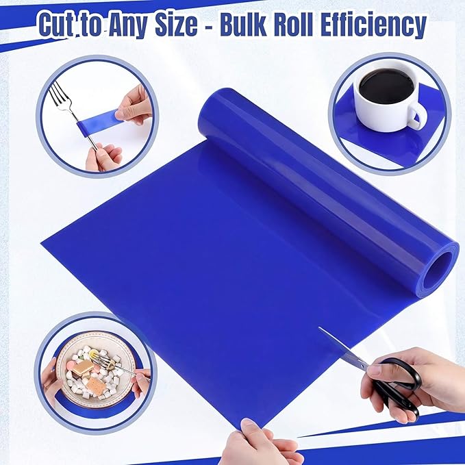 Non-Slip Material Bulk Roll Matting 16" x 6 ft Blue Cut-to-Size Medical Grade Anti-Slip Mat for Elderly Therapy Wheelchair Trays Tables Helps Improve Stabilization Gripping