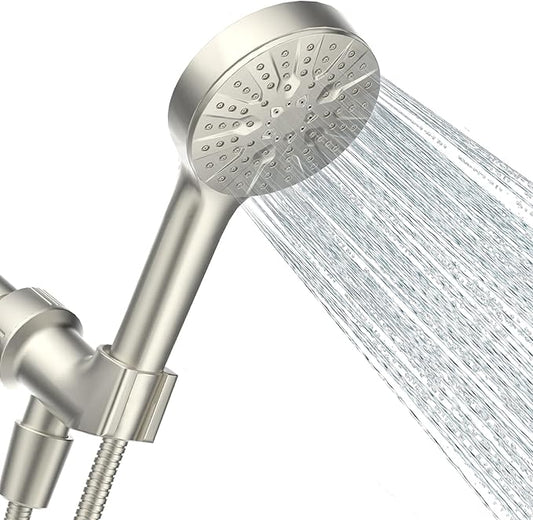 6-Mode Shower Head with Handheld, High Pressure Handheld Shower Heads, Detachable Showerhead 71" Extra Long Stainless Steel Hose Adjustable Brass Joint Holder for Bathroom Upgrade Brushed Nickel