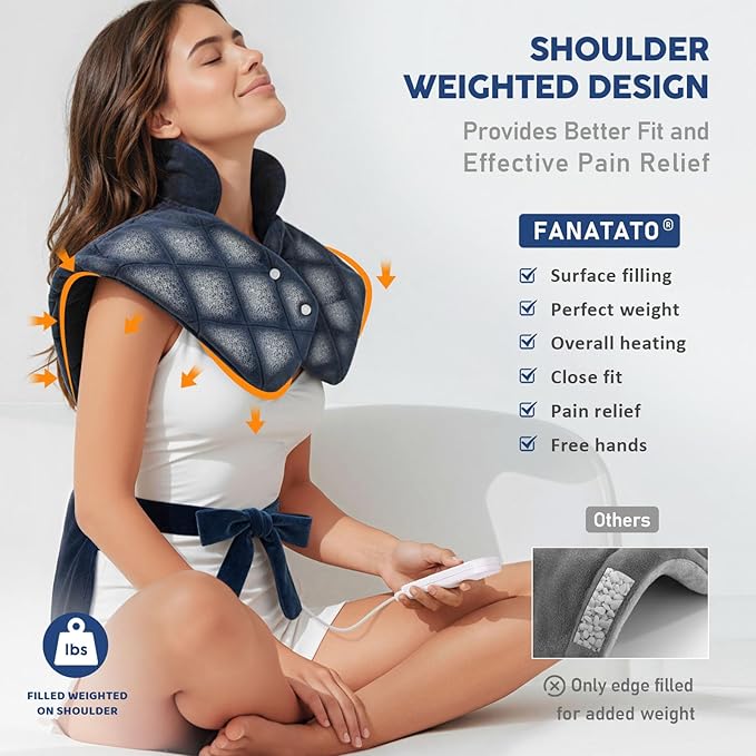 Mothers Day Gifts for Mom Her, Electric Heating Pad for Neck Shoulders and Back Pain Relief, Large Weighted Neck Shoulders & Back Heat Pad, 6 Heat Settings Auto-Off, Gray