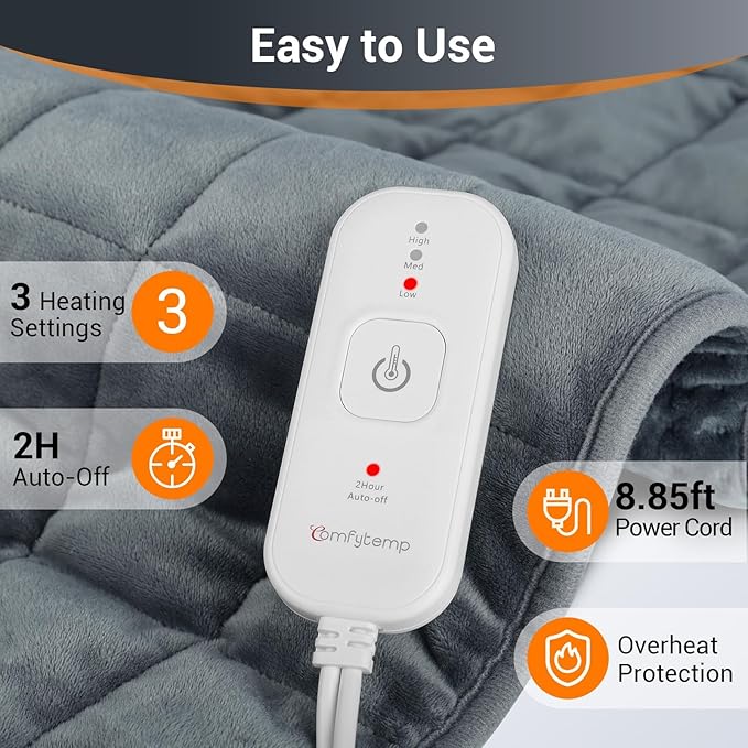 Comfytemp Weighted Large Heating Pad 17"×33" for Back & Period, FSA Eligible Far Infrared Electric Heat Pad, Mothers Day Gifts for Mom Women, HSA King Size Heated Pad with Evenly Filling Ceramic Bead