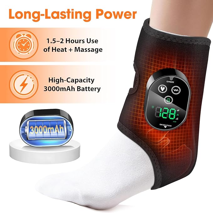 2 Pack Cordless Foot Massager for Neuropathy, Ankle Massager for Pain Relief, Foot Renew Massager for Neuropathy, Ankle Heating Pad with Massage, Foot Heating Pad, 6 Heats, 3 Massages, Black