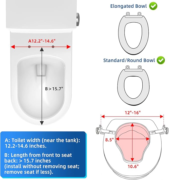 Raised Toilet Seat with Lid for Elderly, 4" High Toilet Seat for Elongated or Standard Commode, Raised Toilet Seat for Seniors, Handicap Toilet Seat Riser with Cover